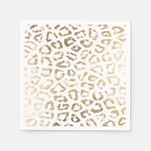 シンプル白モダンシックフェイク金ゴールドプリント スタンダードカクテルナプキン (正面)