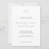 シンプル白モダンネイビーブルー結婚式招待状 招待状 (正面)