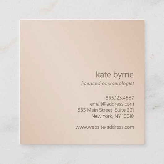 シンプル白モダンプロフェッショナルバラ金ゴールド戻る スクエア名刺 (裏面)