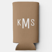 シンプル白モダンモノグラム金ゴールド スリム缶クーラー (裏面)