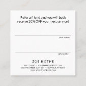 シンプル白モダン友達を参照 紹介カード (裏面)