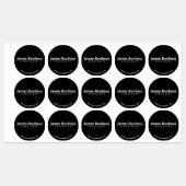 シンプル白モダン文字オン黒い防水 ラベル (シート)