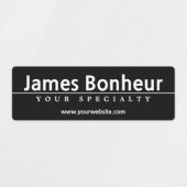 シンプル白モダン文字オン黒い防水 ラベル (デザイン1)