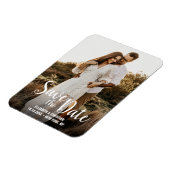 シンプル白モダン文字婚約写真 マグネット (左側)