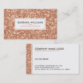 シンプル白モダン白・バラ-金ゴールドフェイクグリッター 名刺 (正面/裏面)