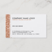 シンプル白モダン白・バラ-金ゴールドフェイクグリッター 名刺 (裏面)