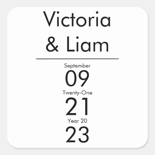 シンプル白モダン結婚式招待状スクエア スクエアシール (正面)