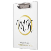 シンプル白モダン金ゴールドエレガントテンプレート クリップボード (左)