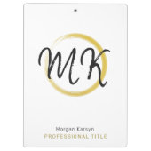 シンプル白モダン金ゴールドエレガントテンプレート クリップボード (裏面)