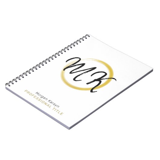 シンプル白モダン金ゴールドエレガントテンプレート ノートブック (左側)