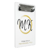 シンプル白モダン金ゴールドエレガントテンプレート ミニクリップボード (アングル)