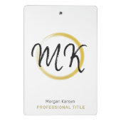 シンプル白モダン金ゴールドエレガントテンプレート ミニクリップボード (裏面)
