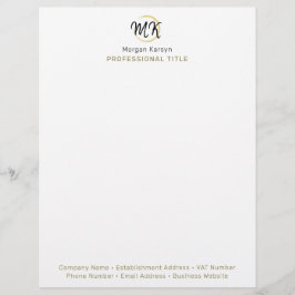 シンプル白モダン金ゴールドエレガントテンプレート レターヘッド