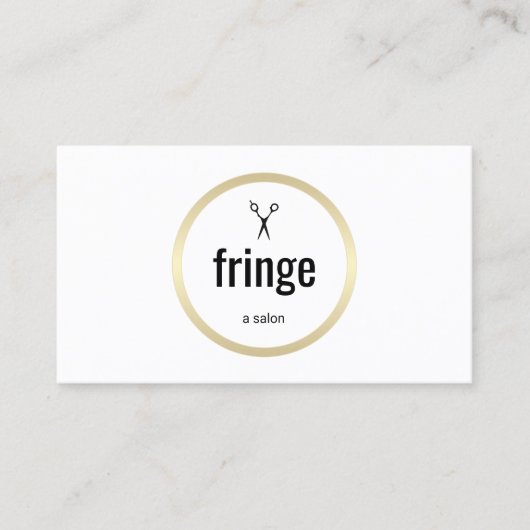 シンプル白モダン金ゴールド美容師サロン 名刺 (正面)