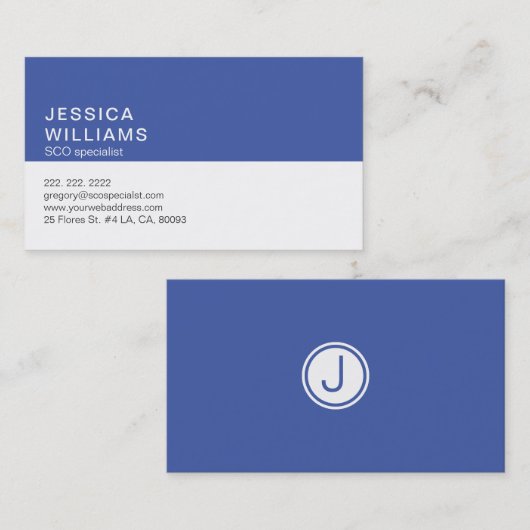 シンプル白モダン青SEOスペシャリスト 名刺 (正面/裏面)