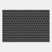 シンプル白モダン黒二重矢印ハートかわいい ラッピングペーパーシート (正面)