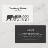 シンプル白モダン黒象の模様 名刺 (正面/裏面)