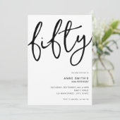 シンプル白モダン50誕生日 招待状 (スタンド正面)