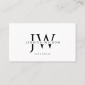 シンプル白モノグモダンミニマルラムQRコード 名刺 (正面)