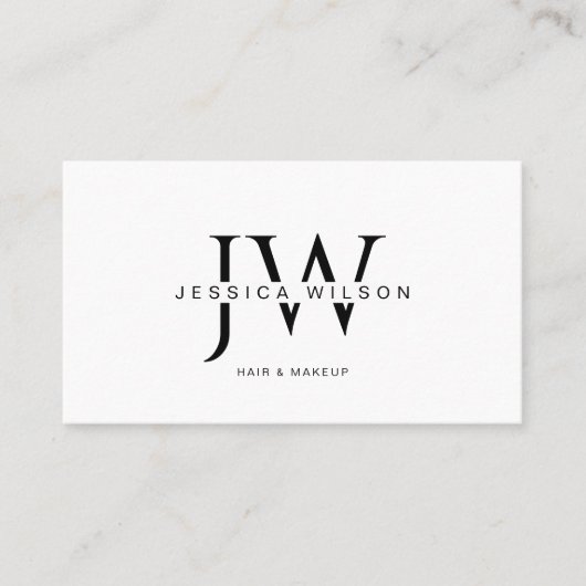 シンプル白モノグモダンミニマルラムQRコード 名刺 (正面)