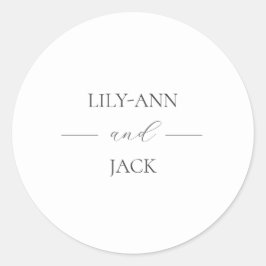 シンプル白モノグラスタイリッシュムスクリプ結婚ト ラウンドシール