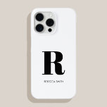 シンプル白モノグラモダンム iPhone 15 PRO MAXケース<br><div class="desc">シンプルイニシャルモダンモノグラム電話ケース。独自のiPhoneパーソナライズされたケースを作成しカスタムて、イニシャル名。</div>