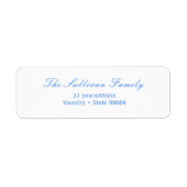 シンプル白ライトブルー差出人住所ラベル ラベル (正面)