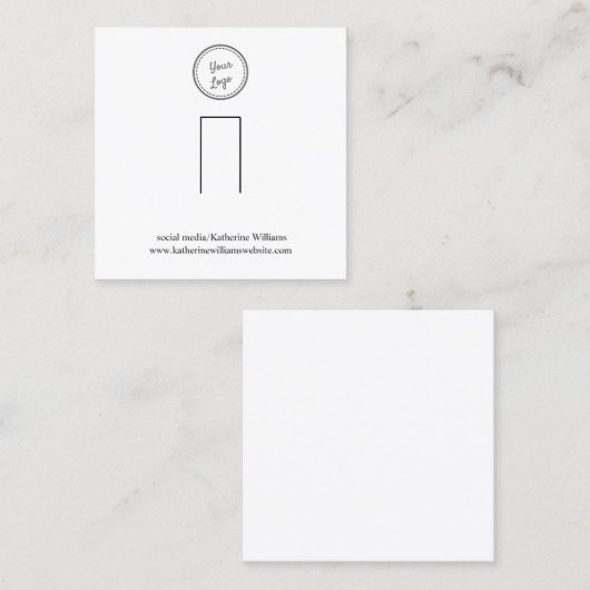 シンプル白リングや輪表示カード |ロゴの追加 スクエア名刺 (正面/裏面)