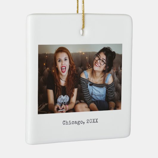 シンプル白人ミニマリスト写真記念聖降誕祭 セラミックオーナメント (右)