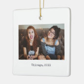 シンプル白人ミニマリスト写真記念聖降誕祭 セラミックオーナメント (左)