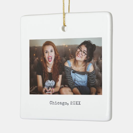 シンプル白人ミニマリスト写真記念聖降誕祭 セラミックオーナメント (左)