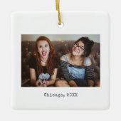 シンプル白人ミニマリスト写真記念聖降誕祭 セラミックオーナメント (正面)