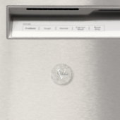シンプル白大理石の水色モノグラム名 マグネット (インサイチュ (食洗機))