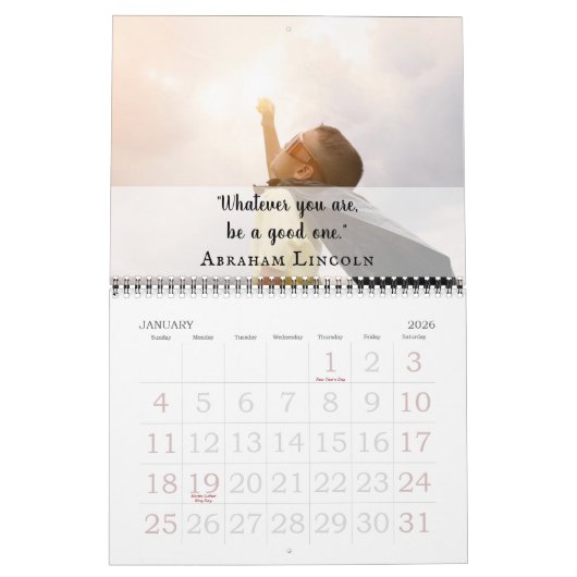 シンプル白感動的引用文2021写真 カレンダー (1月 2026)