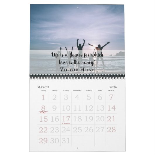 シンプル白感動的引用文2021写真 カレンダー (3月 2026)