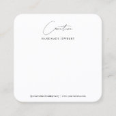 シンプル白手書きスクリプトジュエリー表示 スクエア名刺 (正面)