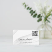 シンプル白抽象芸術 | QRコード名刺 名刺 (スタンド正面)