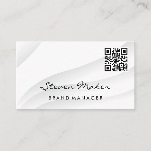 シンプル白抽象芸術 | QRコード名刺 名刺 (正面)
