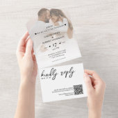 シンプル白新着写真QRコー結婚ド オールインワン招待状 (貼ってはがせる)