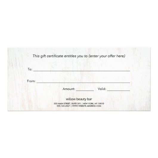 シンプル白木文字ギフト証明書 ラックカード (裏面)