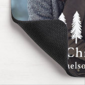 シンプル白松の木クリスマスホリデー写真 マウスパッド (コーナー)