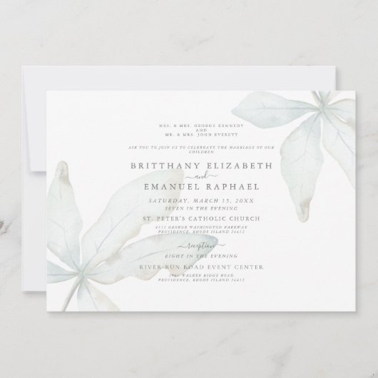 シンプル白熱帯雨林招待状 招待状 (正面)