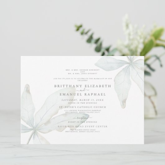 シンプル白熱帯雨林招待状 招待状 (スタンド正面)