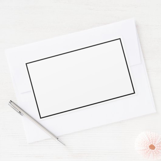 シンプル白空白の黒縁ど 長方形シール (封筒)