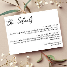 シンプル白結婚詳細 エンクロージャーカード