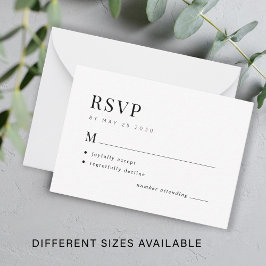 シンプル白結婚黒バジェットRSVP ノートカード