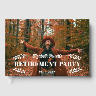 シンプル白緑の写真定年パーティー ゲストブック