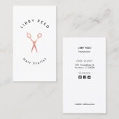 シンプル白美容師モダン金ゴールド鋏 名刺 (正面/裏面)