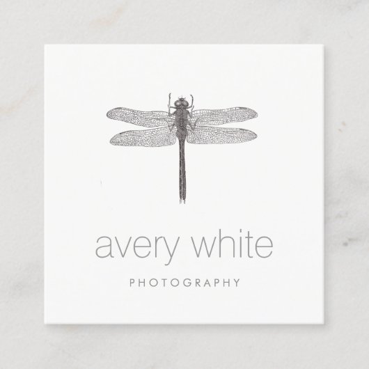 シンプル白自然プロフェッショナル撮影 スクエア名刺 (正面)