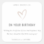 シンプル白赤面ラブハート誕生日ギフトキャンドル スクエアシール (正面)